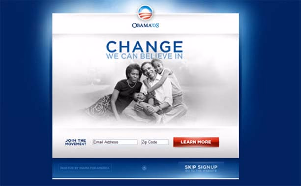 Name squeeze page from BarackObama.com