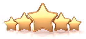 Five golden stars in a row