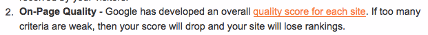contextual linking in blog post (screenshot )