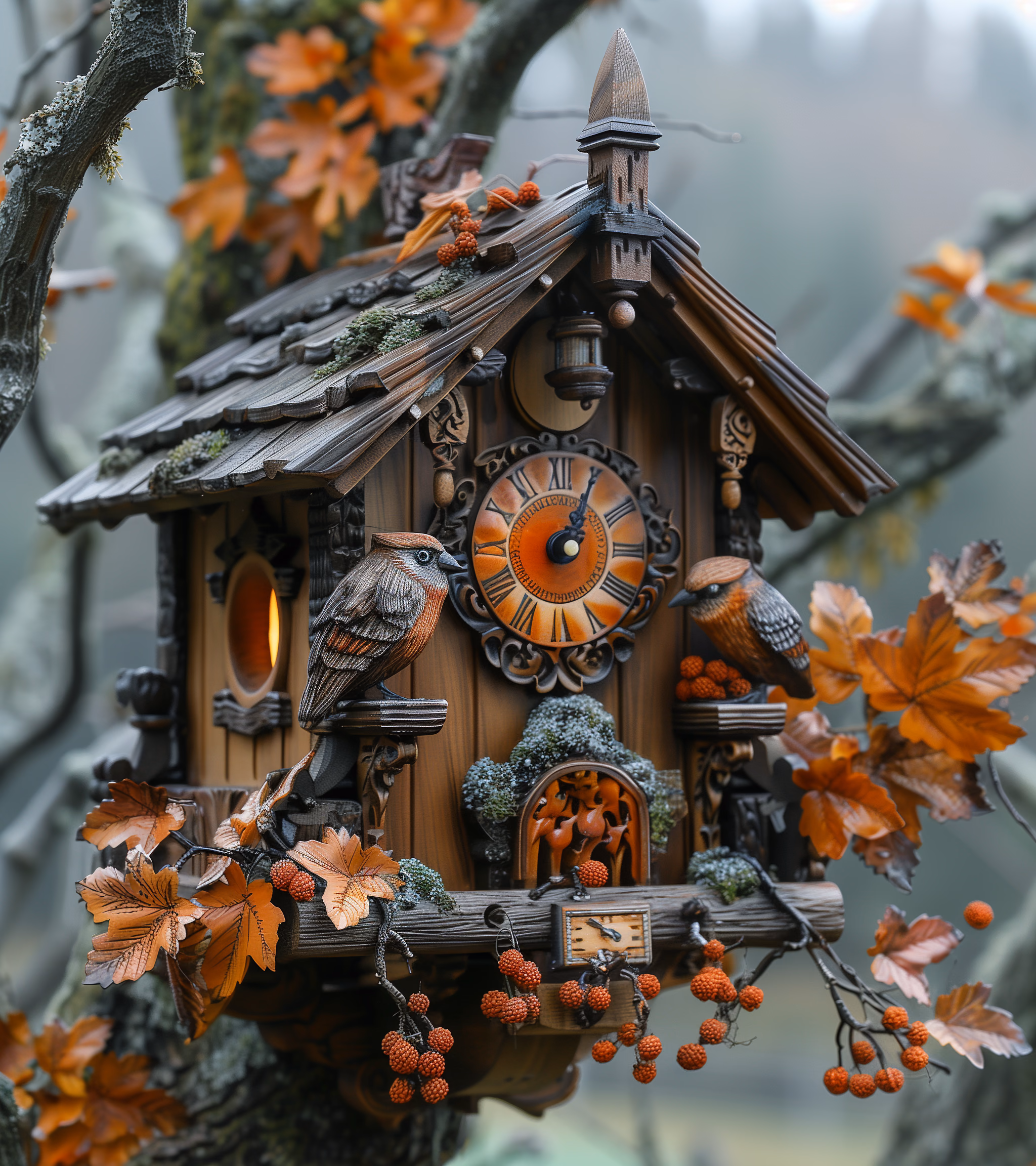 high-quality close-up photo of a cuckoo's clock