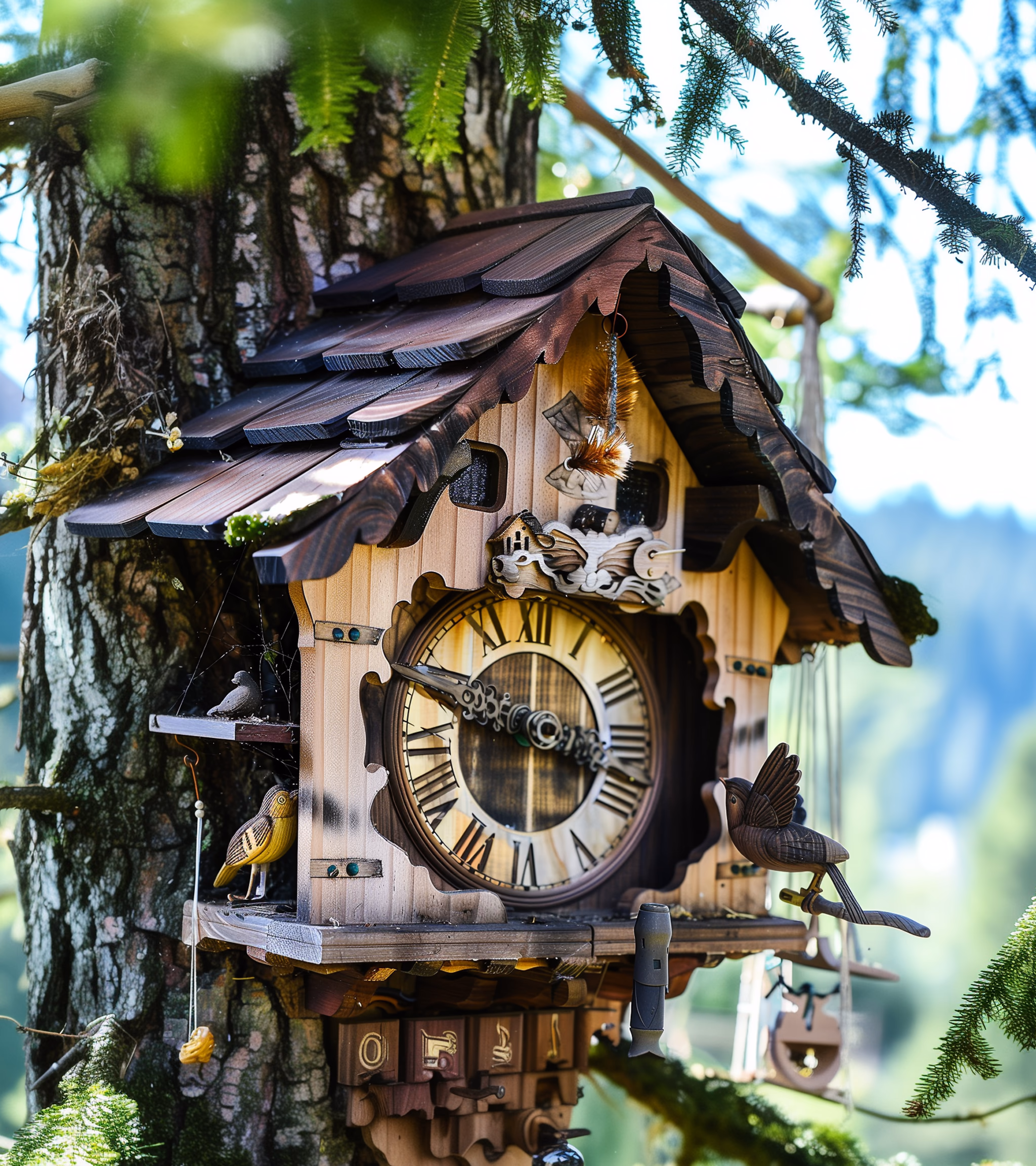 low-quality close-up photo of a cuckoo's clock