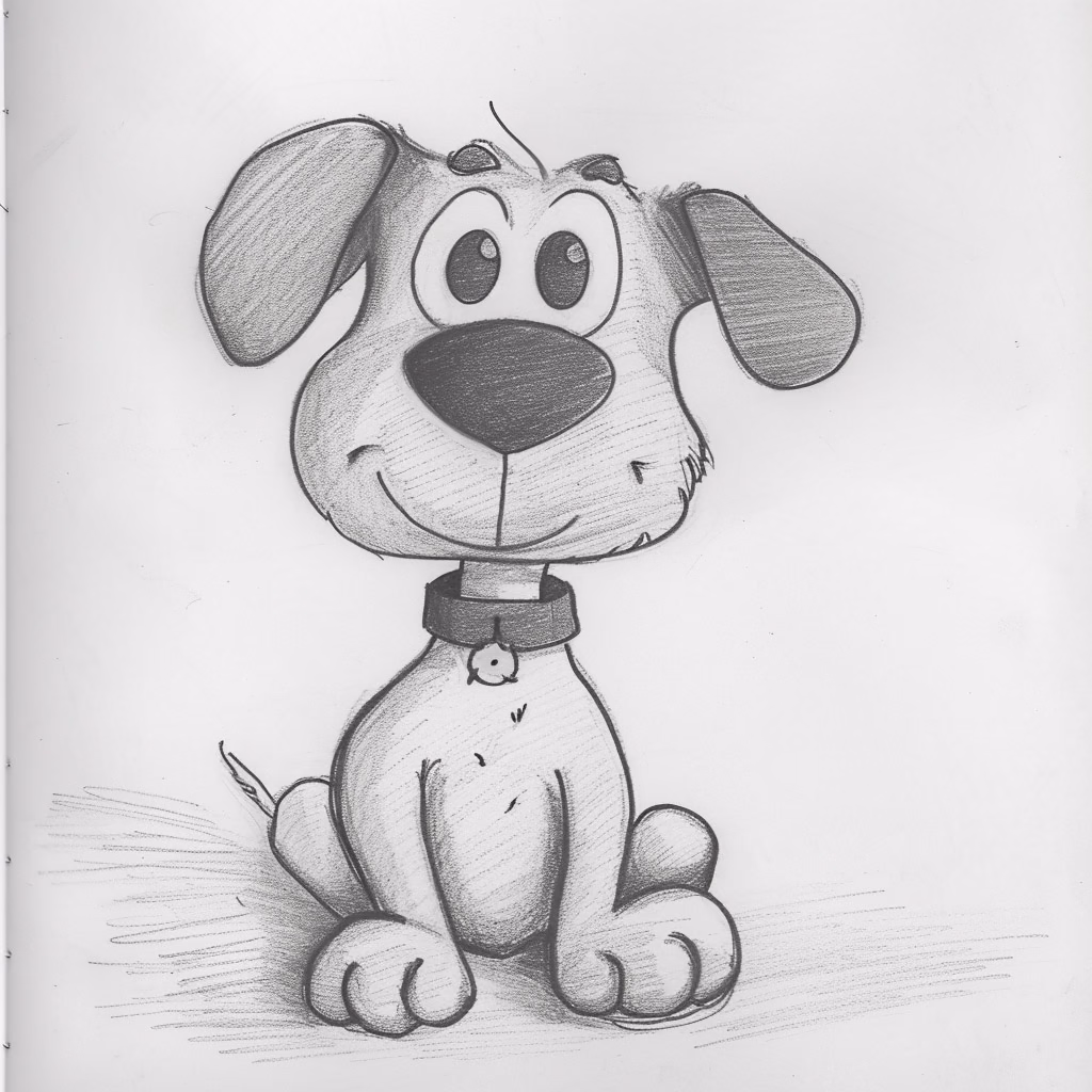pencil drawing of a cute dog, stylize 0