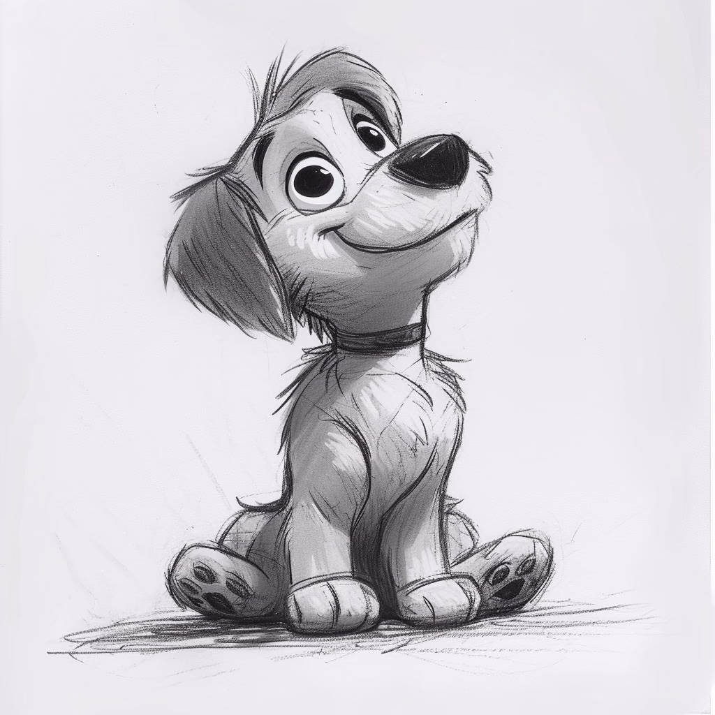 pencil drawing of a cute dog, stylize 400