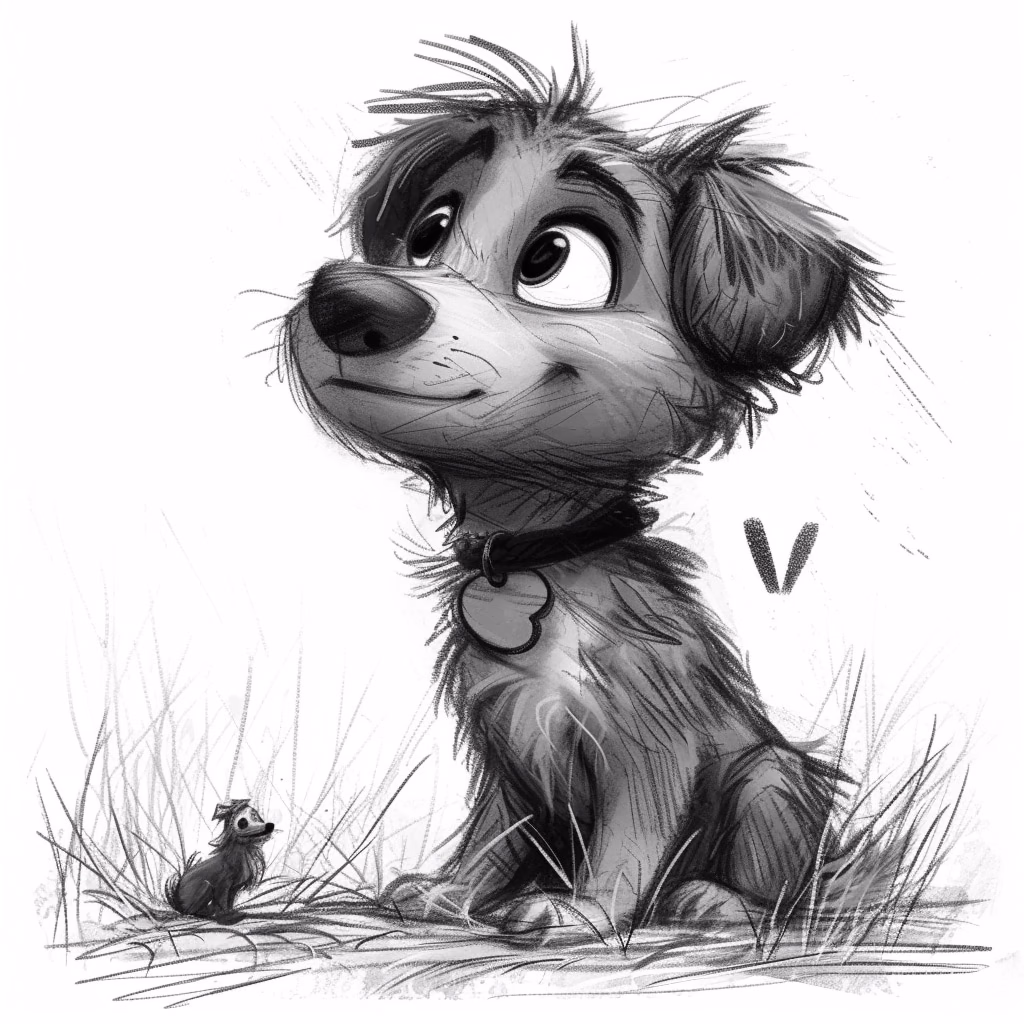 pencil drawing of a cute dog,, stylize 700