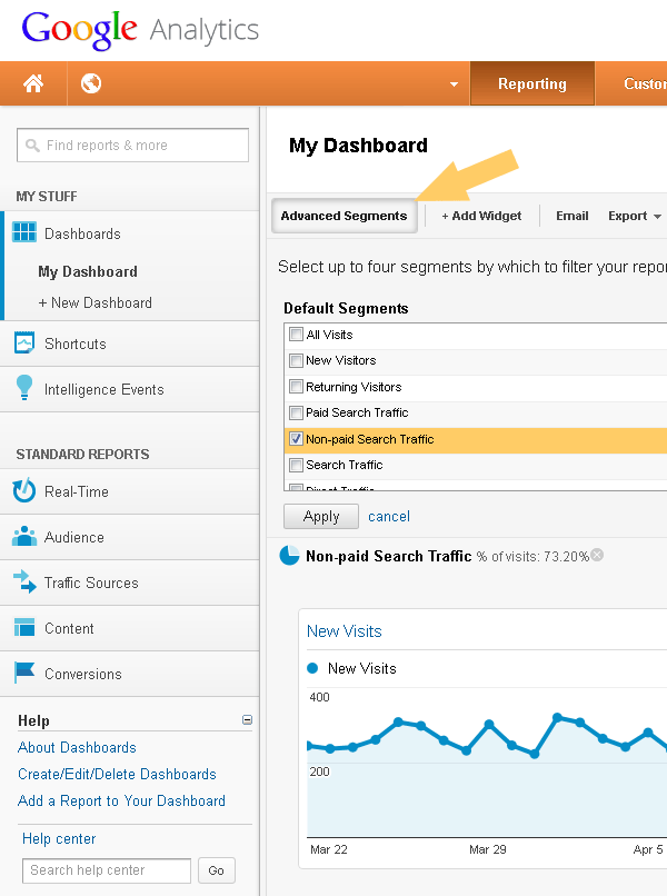 Google Analytics Advanced Segments Report Screenshot