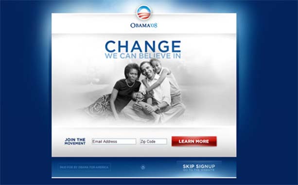 Name squeeze page from BarackObama.com