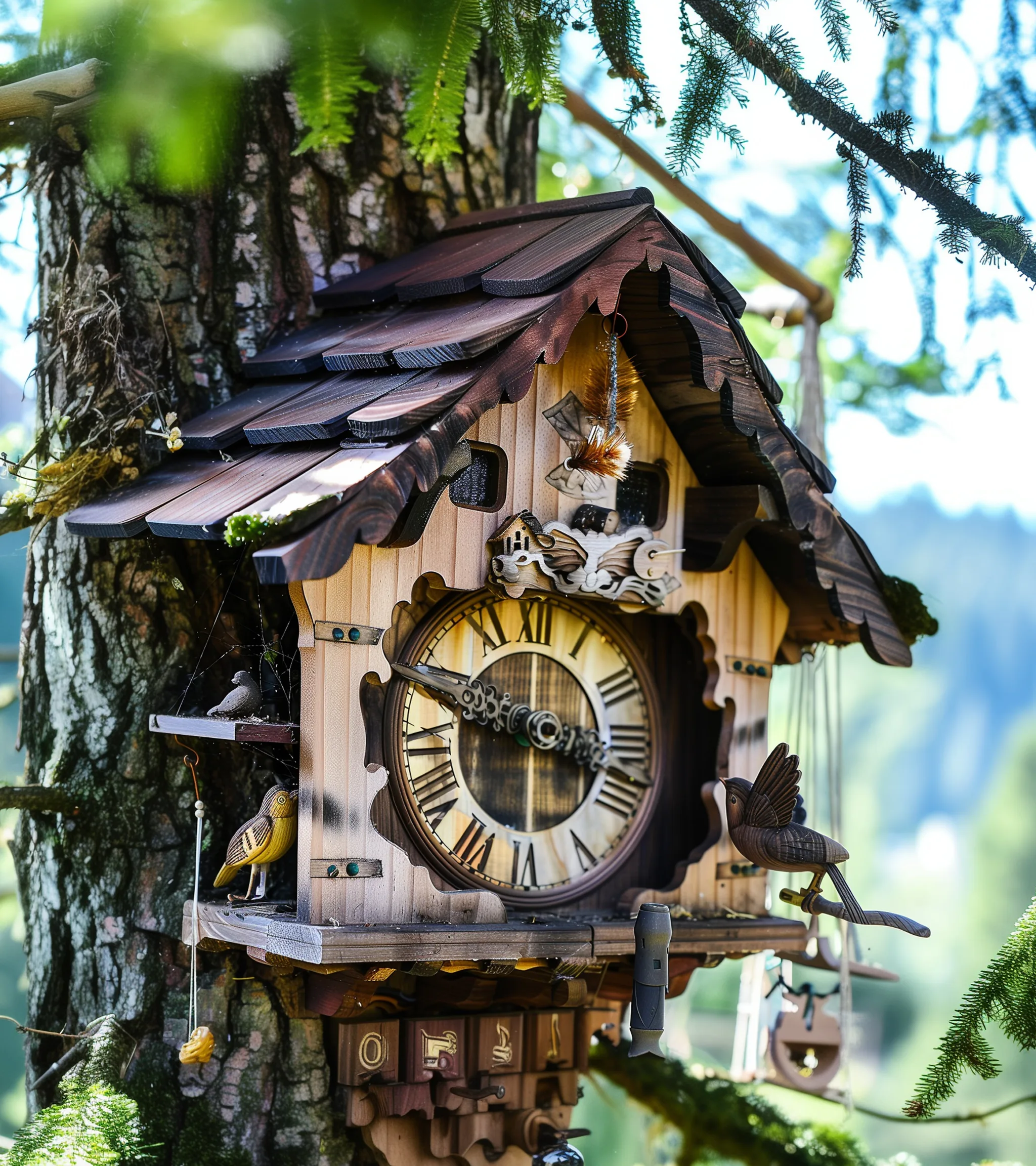 Stylize Parameter 0 low-quality close-up photo of a cuckoo's clock