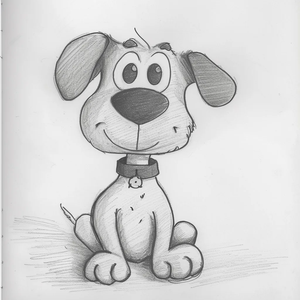 Stylize 0 pencil drawing of a cute dog, stylize 0