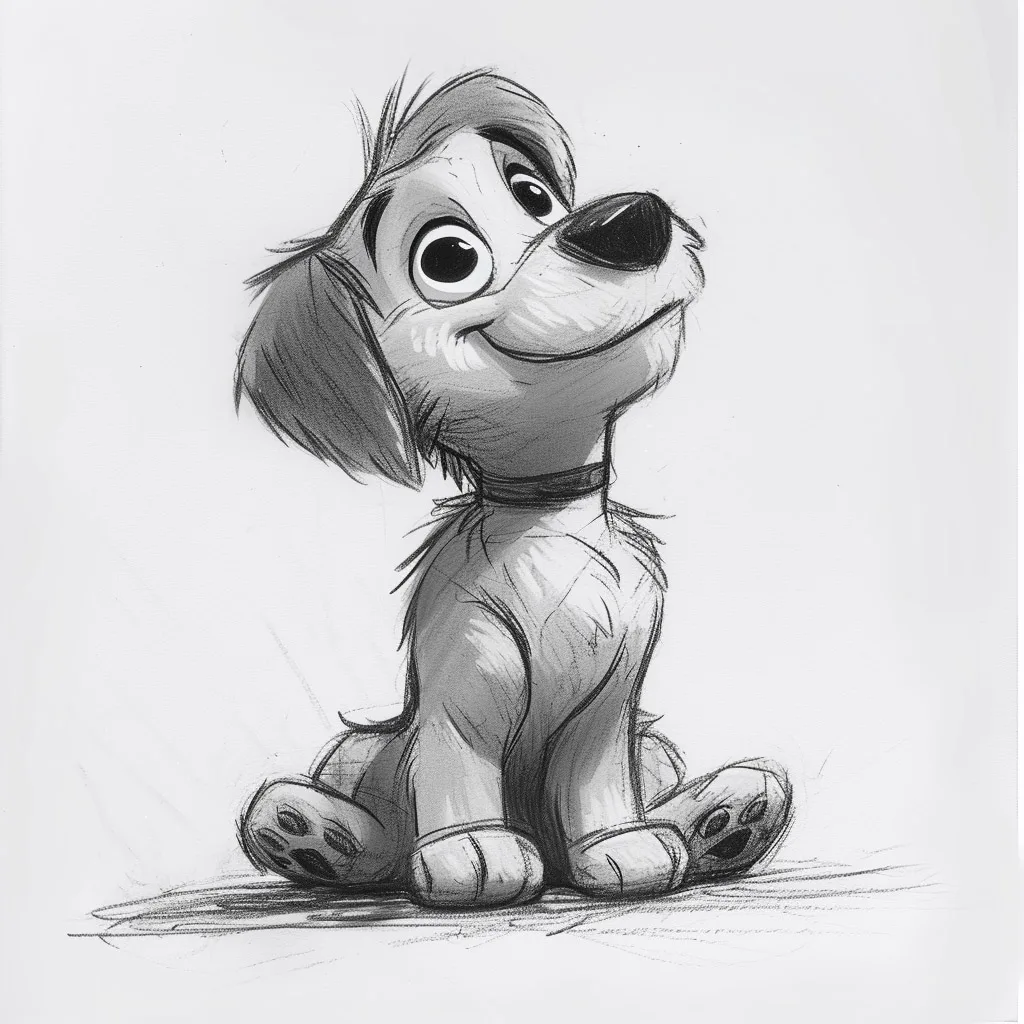 Stylize 400 pencil drawing of a cute dog, stylize 400