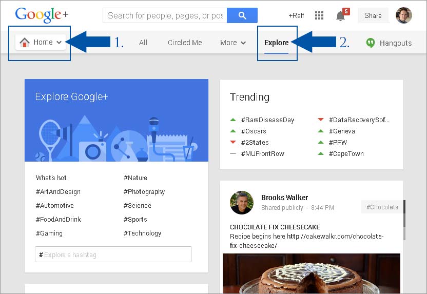 Screenshot of Google Plus Explore