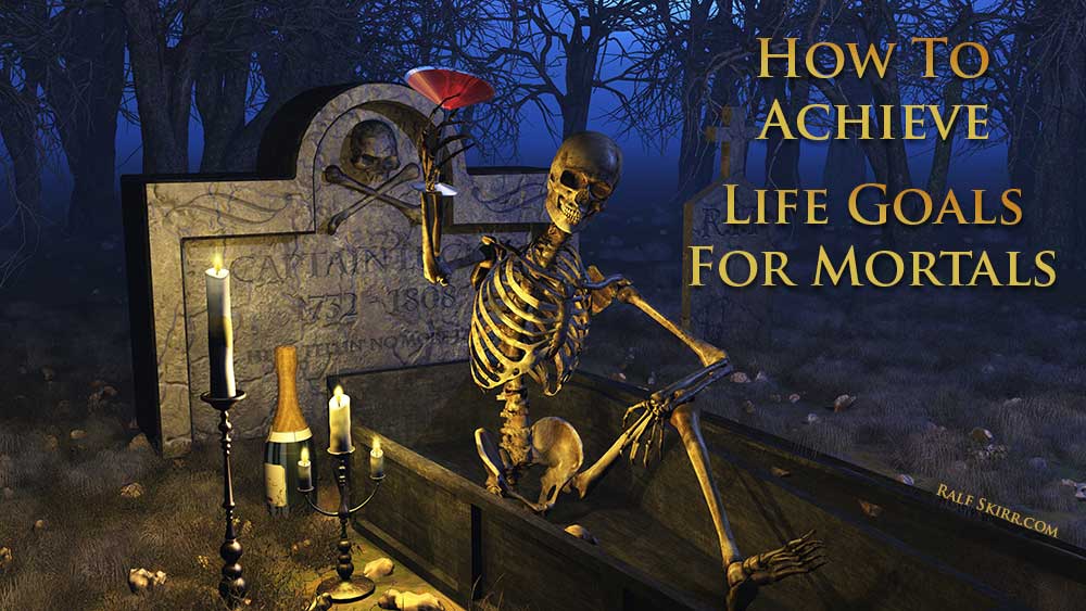 Cartoon Skeleton Celebrating On Graveyard