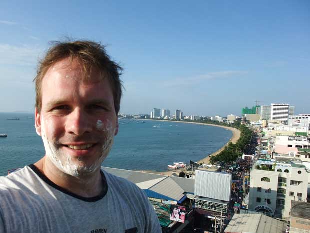 Ralf at the hotel roof with beach road view