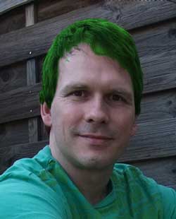 Ralf with green hair.