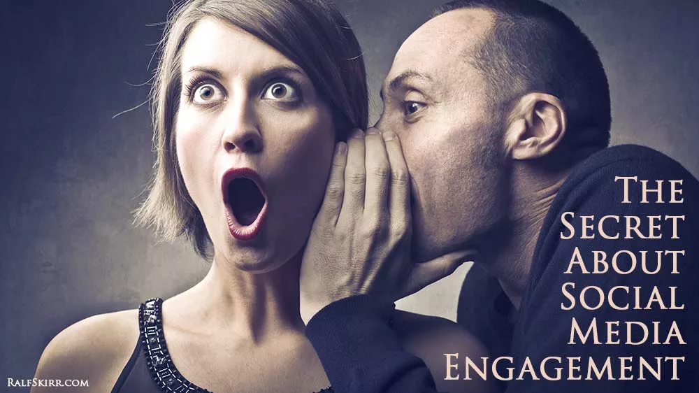 Man whispering secret in woman's ear.